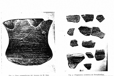 Fotografía del ajuar del dolmen de Entretérminos de 1942